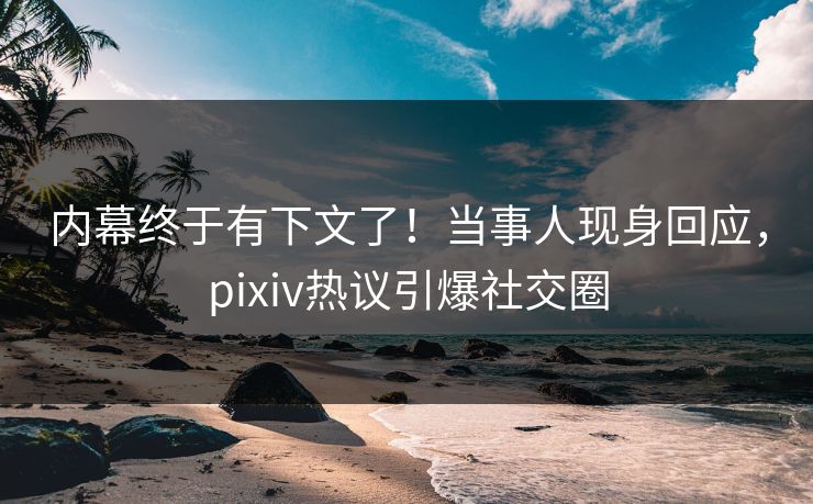 内幕终于有下文了！当事人现身回应，pixiv热议引爆社交圈
