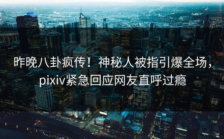 昨晚八卦疯传！神秘人被指引爆全场，pixiv紧急回应网友直呼过瘾