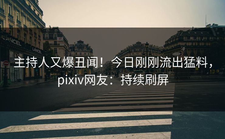主持人又爆丑闻！今日刚刚流出猛料，pixiv网友：持续刷屏