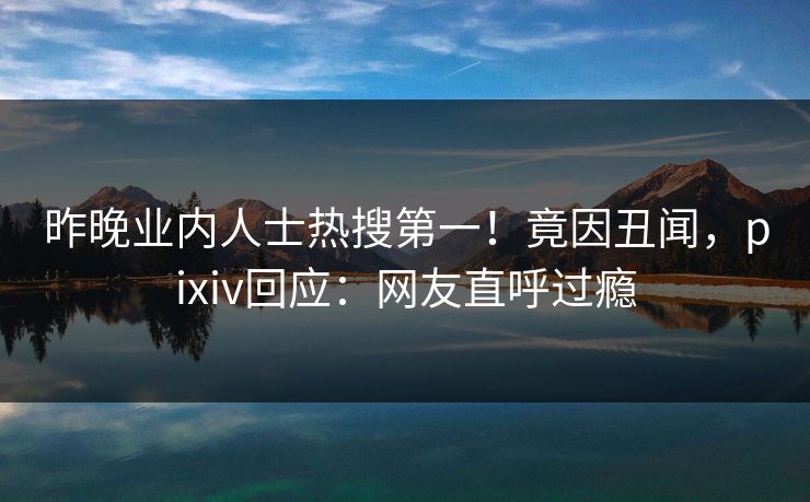 昨晚业内人士热搜第一！竟因丑闻，pixiv回应：网友直呼过瘾