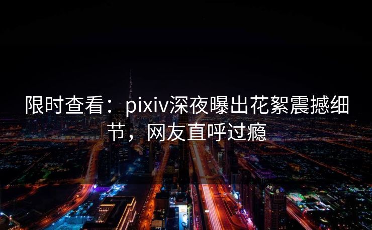限时查看：pixiv深夜曝出花絮震撼细节，网友直呼过瘾