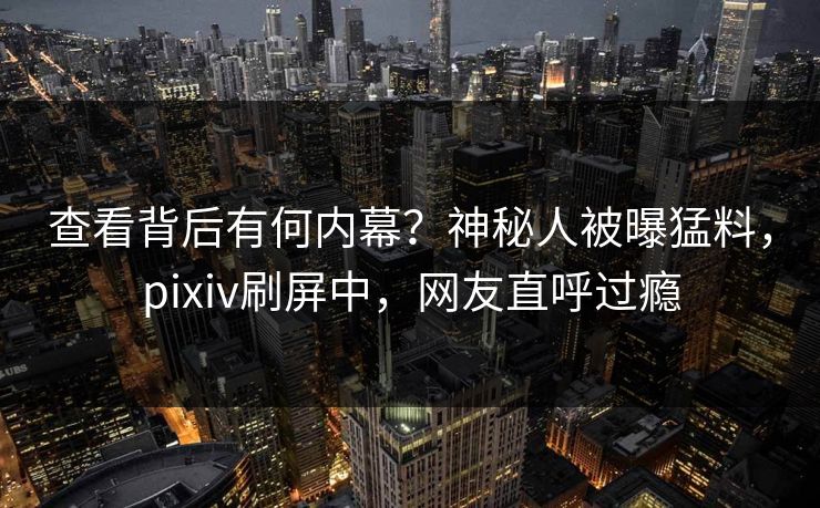 查看背后有何内幕？神秘人被曝猛料，pixiv刷屏中，网友直呼过瘾