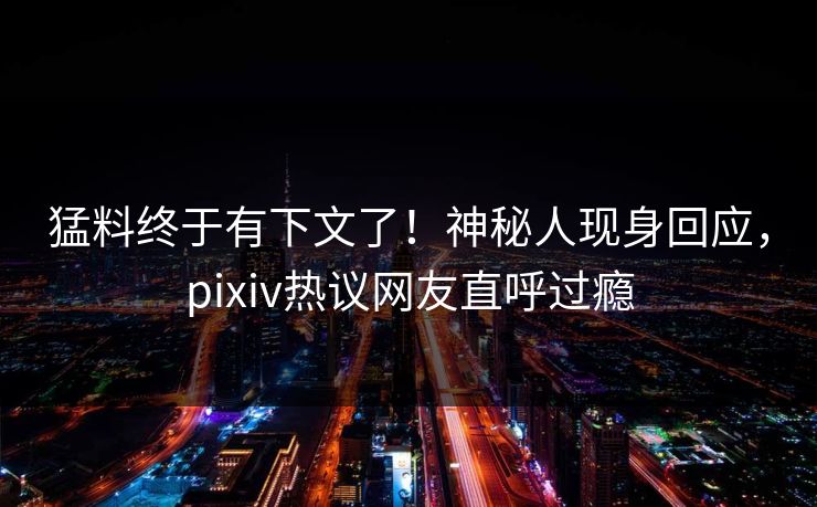 猛料终于有下文了！神秘人现身回应，pixiv热议网友直呼过瘾
