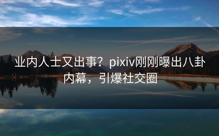 业内人士又出事？pixiv刚刚曝出八卦内幕，引爆社交圈
