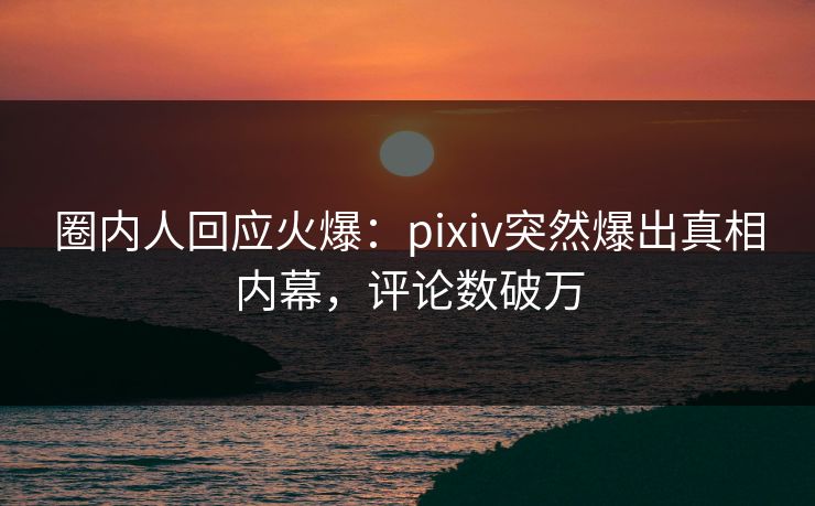 圈内人回应火爆：pixiv突然爆出真相内幕，评论数破万