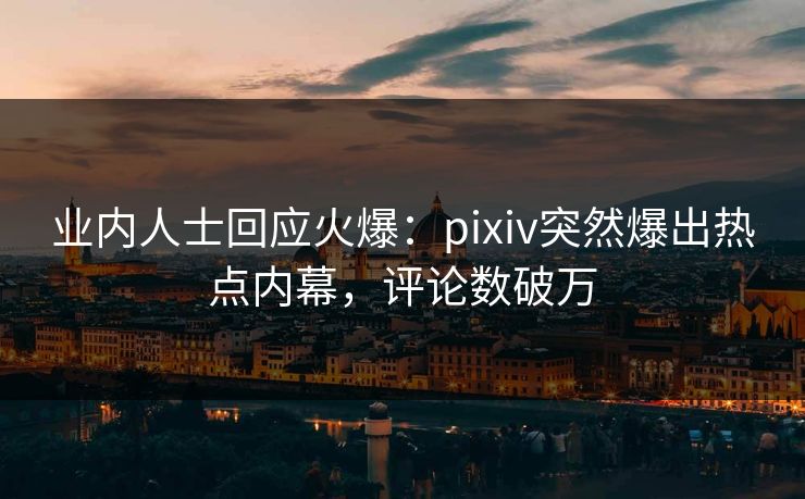 业内人士回应火爆：pixiv突然爆出热点内幕，评论数破万