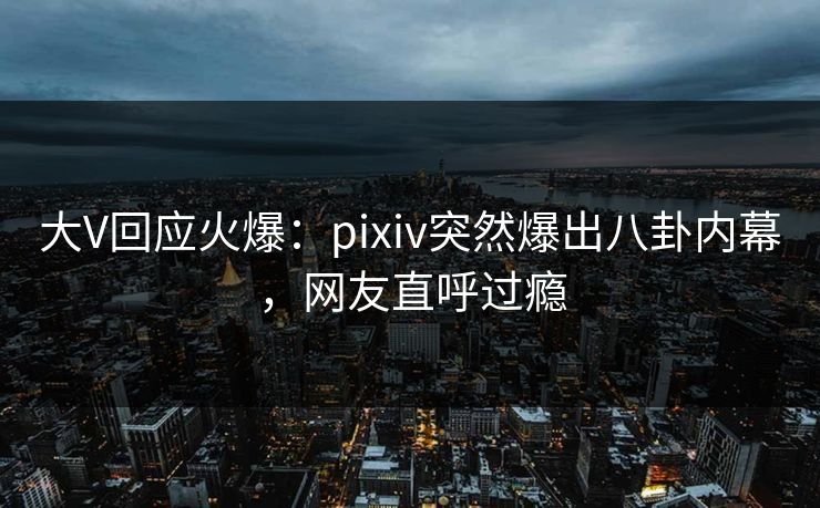 大V回应火爆：pixiv突然爆出八卦内幕，网友直呼过瘾