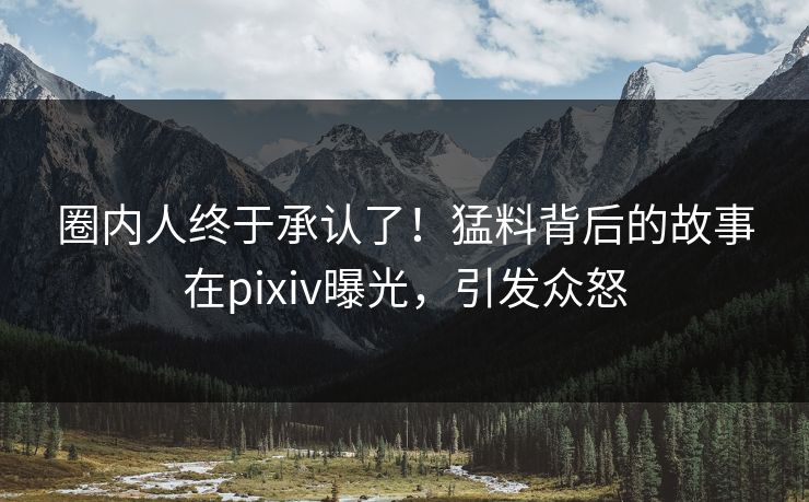 圈内人终于承认了！猛料背后的故事在pixiv曝光，引发众怒