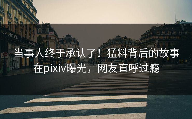 当事人终于承认了！猛料背后的故事在pixiv曝光，网友直呼过瘾
