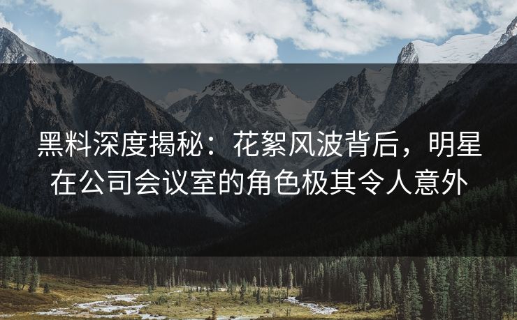 黑料深度揭秘：花絮风波背后，明星在公司会议室的角色极其令人意外