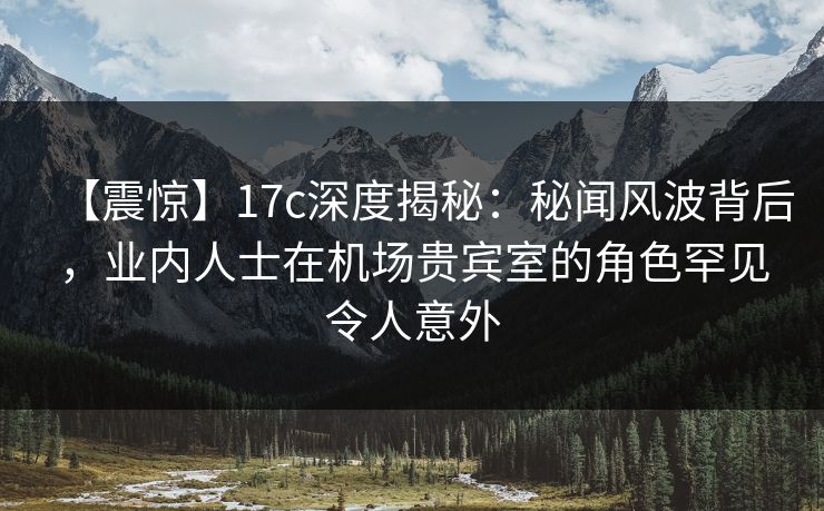 【震惊】17c深度揭秘：秘闻风波背后，业内人士在机场贵宾室的角色罕见令人意外